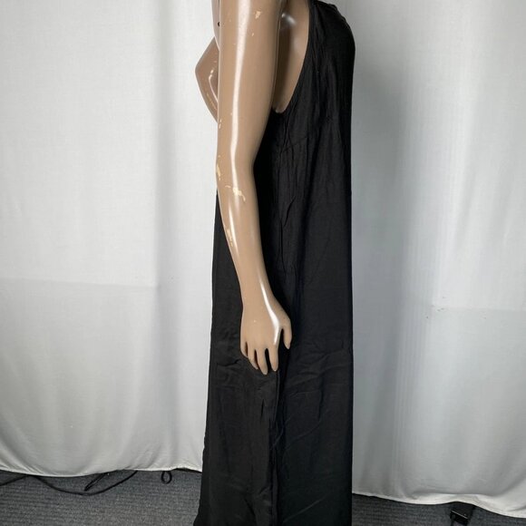 NEW LAUDE THE LABEL Women's 90s Maxi Slip Dress Black Size M Crepe Drape Strappy - Picture 7 of 8
